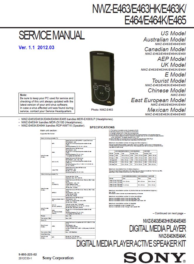 NWZ-E463/E463HK/E463K/E464/E464K/E465 sony walkman sound unlocking